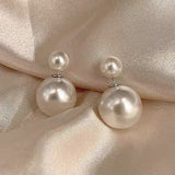 1 par Pendientes de tachuela personalidad & dulce & simple doble faz perla de imitacion para de mujeres uso diario