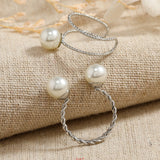 Juego de anillos abiertos de perlas simples de 2 piezas para mujer, adecuados para uso diario