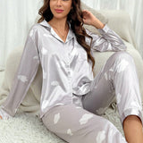 Conjunto de pijama con estampado de nube de saten