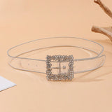 Y2K Cinturon transparente con hebilla decorativa de diamantes de imitacion y herramienta de perforacion para abrigos y vestidos