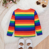 Bebe nina Camiseta de rayas de arcoiris con estampado