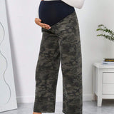 Maternidad Jeans de cintura ancha con estampado de camuflaje
