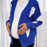 Maternidad Cardigan de plumero con patron de nubes de hombros caidos