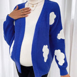 Maternidad Cardigan de plumero con patron de nubes de hombros caidos