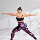 Yoga Floral Leggings deportivos de tie dye ancho con bolsillo de movil lateral de cintura ancha