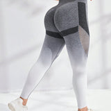 Yoga Trendy Leggings deportivos de ombre con abertura de cintura ancha