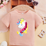 Bebe nina Camiseta con estampado de unicornio