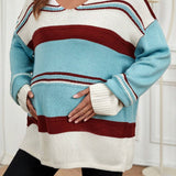 Maternidad Jersey con patron de rayas de color combinado de hombros caidos