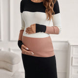 Maternidad Vestido de punto de color combinado tejido de canale