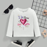 Bebe nina Camiseta con estampado de corazon y slogan