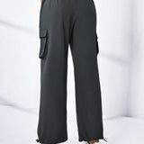Pantalones deportivos con bolsillo lateral con solapa de cintura con cordon cargo