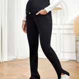 Maternidad Jeans ajustados de cintura ancha bajo con abertura