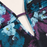 ICON Vestido halter con estampado floral de espalda abierta con cordon