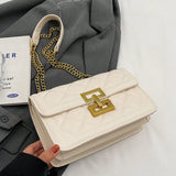 Bolso de hombro con cadena de decoracion de metal minimalista elegante bolso bandolera de PU, bolso de hombro con solapa de moda, bolso de moda para mujer y bolso para telefono
