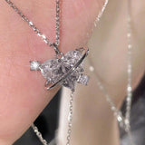 1 collar Y2k con forma de corazon y planeta de diamantes de imitacion rosa para mujer, ideal para citas y vacaciones, regalo