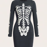 ICON Vestido ajustado reflectante estampado de esqueleto