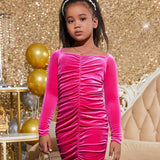 Kids Y2Kool Vestido Polvoriento De Color De Terciopelo De Punto Deportivo Y Fresco Para Ninas Tween Con Silueta Ajustada Y Cuello Simulado