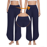 Un Par De Pantalones De Otono Para Yoga Deportivo Al Aire Libre Sueltos Azul Marino De Pierna Ancha De Seda De