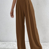 Tall Pantalones de pierna ancha de talle alto con fruncido