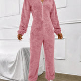 EZwear Enterizo con cremallera con capucha teddy