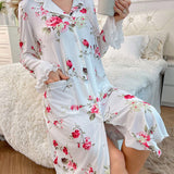 Vestido de dormir con estampado floral de manga amplia