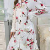 Vestido de dormir con estampado floral de manga amplia