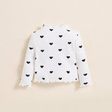 Bebe nina Camiseta con estampado de corazon ribete en forma de lechuga