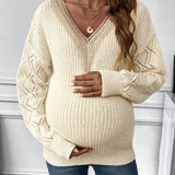 Maternidad Jersey con encaje en contraste de hombros caidos