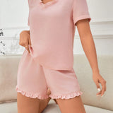 Conjunto De Pijama Para Mujer Con Volantes En Forma De Seta