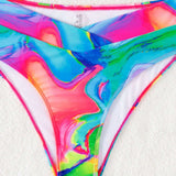 Swim Vcay Conjunto De Traje De Bano Para Mujer Con Estampado Tie-dye Y Cuello Halter