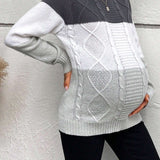 Maternidad Jersey de color combinado tejido de cable de hombros caidos