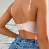 Top bandeau unicolor ribete en abanico