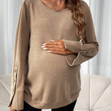 Maternidad Camiseta con diseno de boton puno con abertura