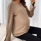 Maternidad Camiseta con diseno de boton puno con abertura