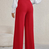 Tall Pantalones De Pierna Ancha Informales Para Mujeres Con Ajuste Holgado Y Color Solido