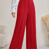 Tall Pantalones De Pierna Ancha Informales Para Mujeres Con Ajuste Holgado Y Color Solido