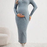 Maternidad Vestido ajustado tejido de canale de cuello polo