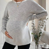 Sweater De Maternidad Con Abertura Trasera Y Lazo