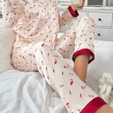 Conjunto de pijama con estampado ribete en contraste