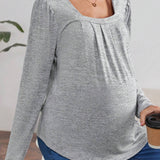 Camiseta De Maternidad Con Cuello Cuadrado Y Pliegues