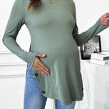 Maternidad Camiseta Con Bloques De Color Y Abertura Lateral