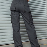 Pantalones cargo calle con estampado de camuflaje con bolsillo lateral con solapa