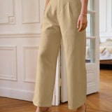 Frenchy Pantalones de pierna ancha con fruncido sin cinturon