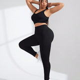 Yoga Basic Ropa Deportiva De Color Liso Y Traje Ajustado De Talla Grande Para Mujer
