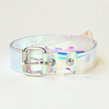 Cinturon transparente con hebilla de corazon holografica Y2K para pantalones vaqueros