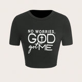 EZwear Camiseta Con Letras Impresas De Jesus