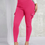 SXY Pantalon Ajustado De Bolsillo De Solapa