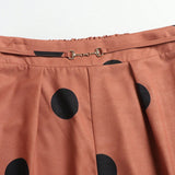 Pantalones de pierna ancha con estampado de lunares con cinturon