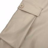 Coolane Pantalones cargo de cintura con cordon con bolsillo lateral con solapa PU