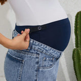 Jeans De Mama Desgastados Para Maternidad Con Cintura Ajustable